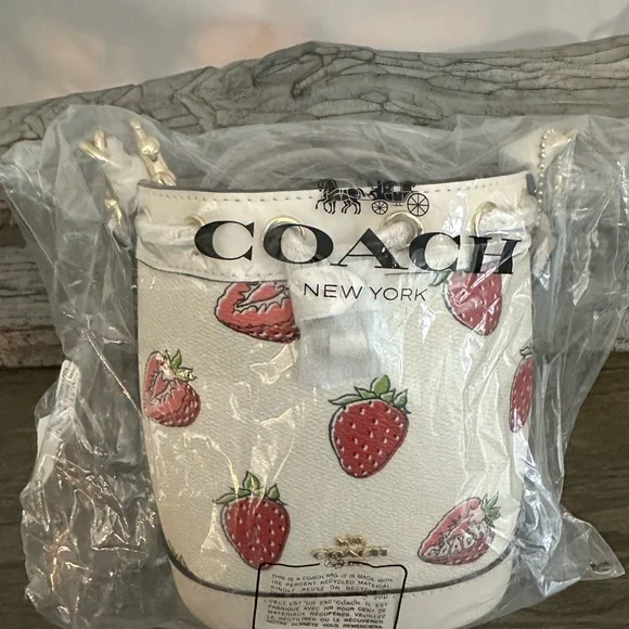 Coach Mini Bucket Bag With Strawberry Print - Picture 3 of 7